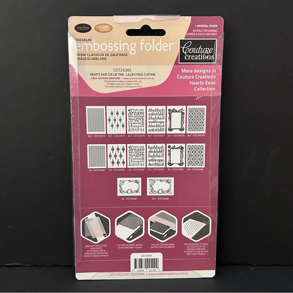 Couture Creations 4” x 6” embossing folder - LILLIPUTANA CURTAIN - Picture 7 of 7